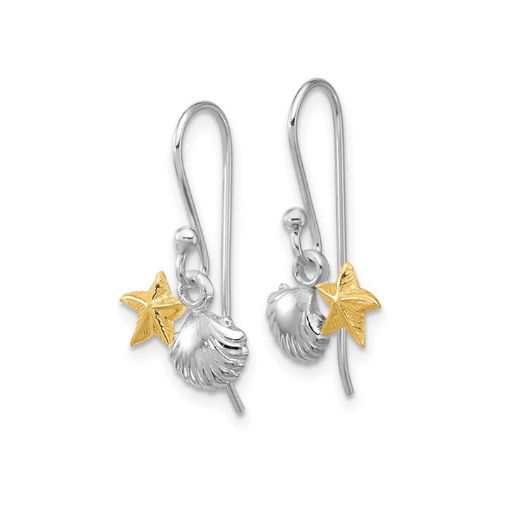 Sterling Silver Starfish and Shell Dangle Earrings Image 3