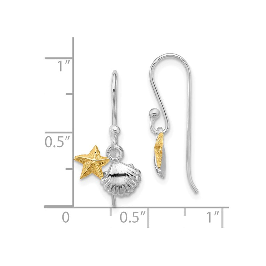 Sterling Silver Starfish and Shell Dangle Earrings Image 4