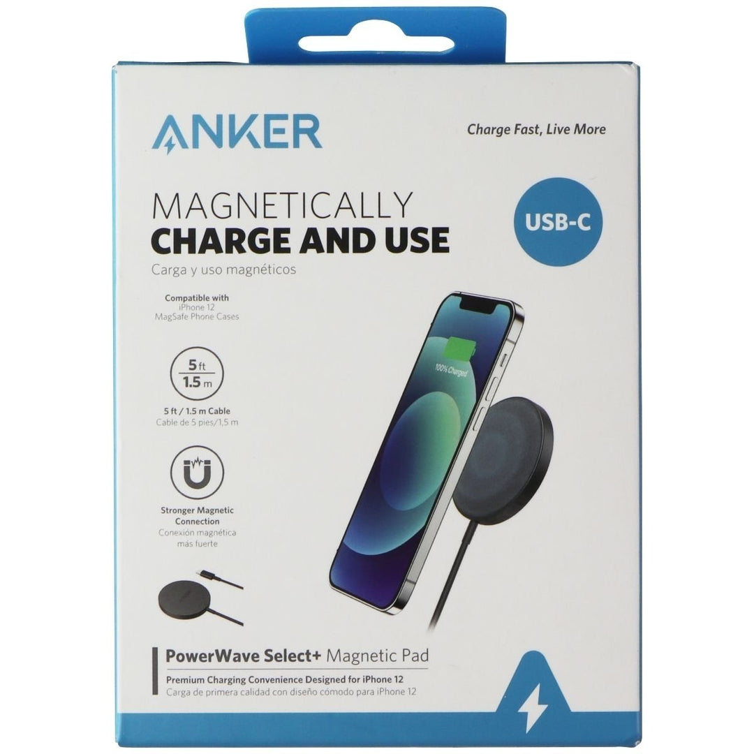 Anker (USB-C) PowerWave Select+ Magnetic Wireless Charging Pad - Black Image 1