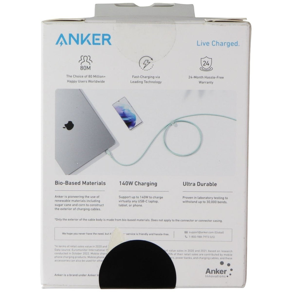 Anker 544 USB-C to USB-C Bio-Nylon Green 6ft Cable Image 2