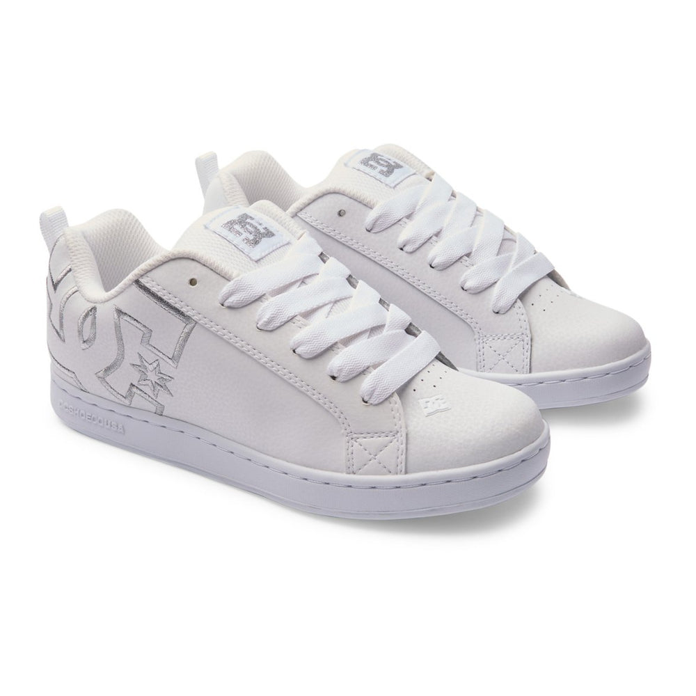 DC Shoes Womens Court Graffik Shoes White/M Silver - 300678-WM5 WHITE/M SILVER Image 2