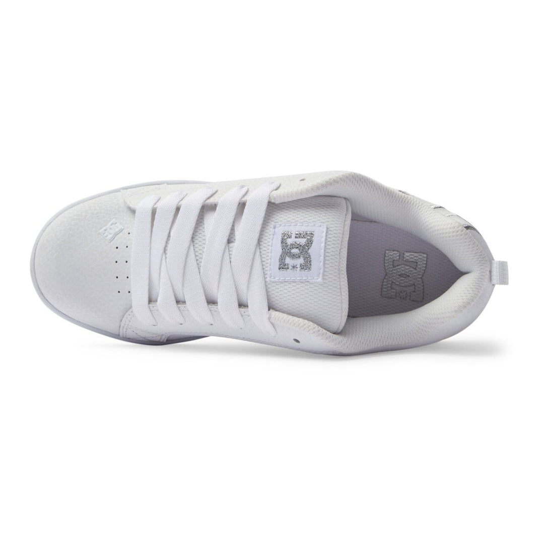 DC Shoes Womens Court Graffik Shoes White/M Silver - 300678-WM5 WHITE/M SILVER Image 4