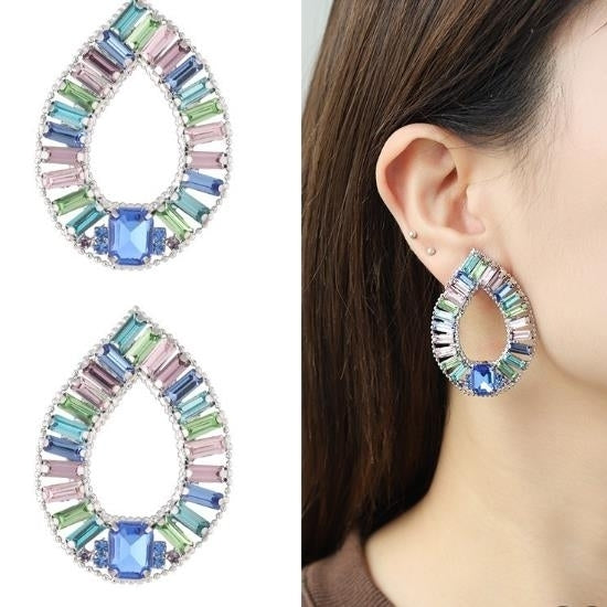 3PC Spring/Summer  Popular Earrings for Womens Colorful and Distinctive High end Glass Diamond Fashion Earrings Image 3