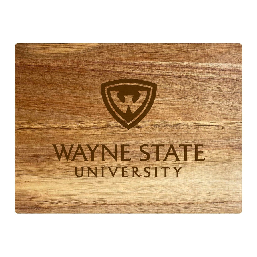 Wayne State Small 8" x 6" Engraved Acacia Wooden Cutting Board Image 1