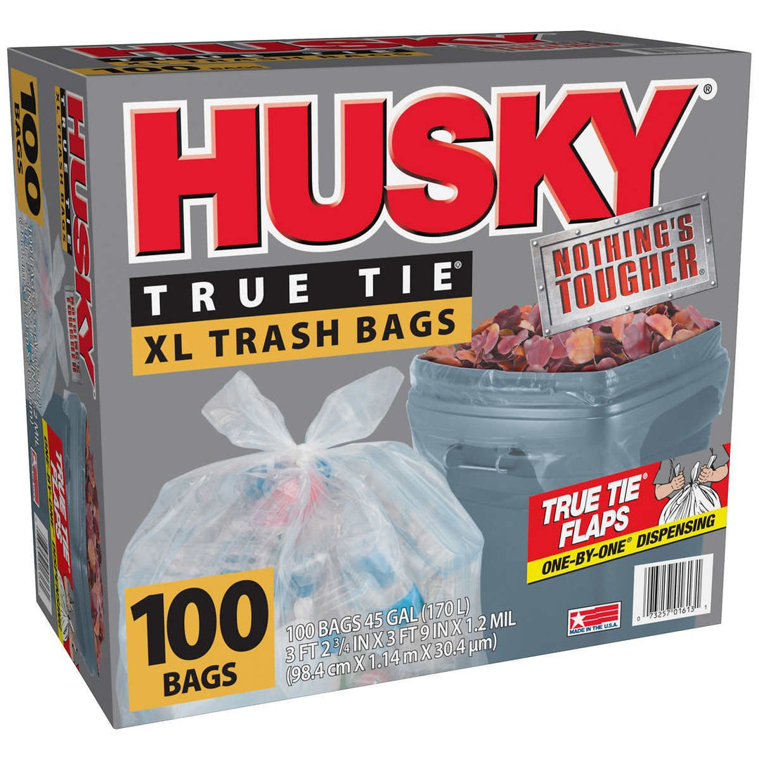 Husky True Tie XL Trash Bags 45 Gallon (100 Count) Image 1