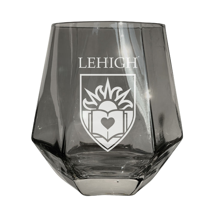 Lehigh University Mountain Hawks Etched Diamond Cut Stemless 10 ounce Wine Glass Image 2