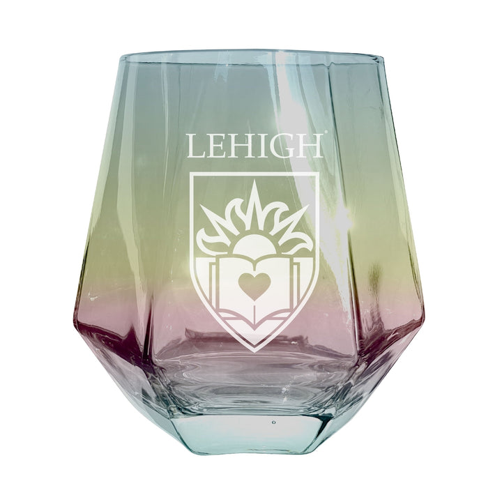 Lehigh University Mountain Hawks Etched Diamond Cut Stemless 10 ounce Wine Glass Image 3