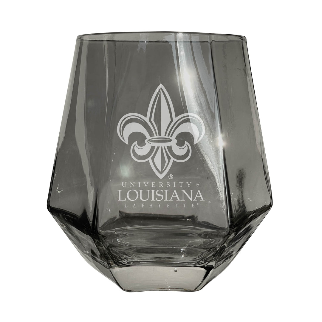 Louisiana at Lafayette Etched Diamond Cut Stemless 10 ounce Wine Glass Image 2