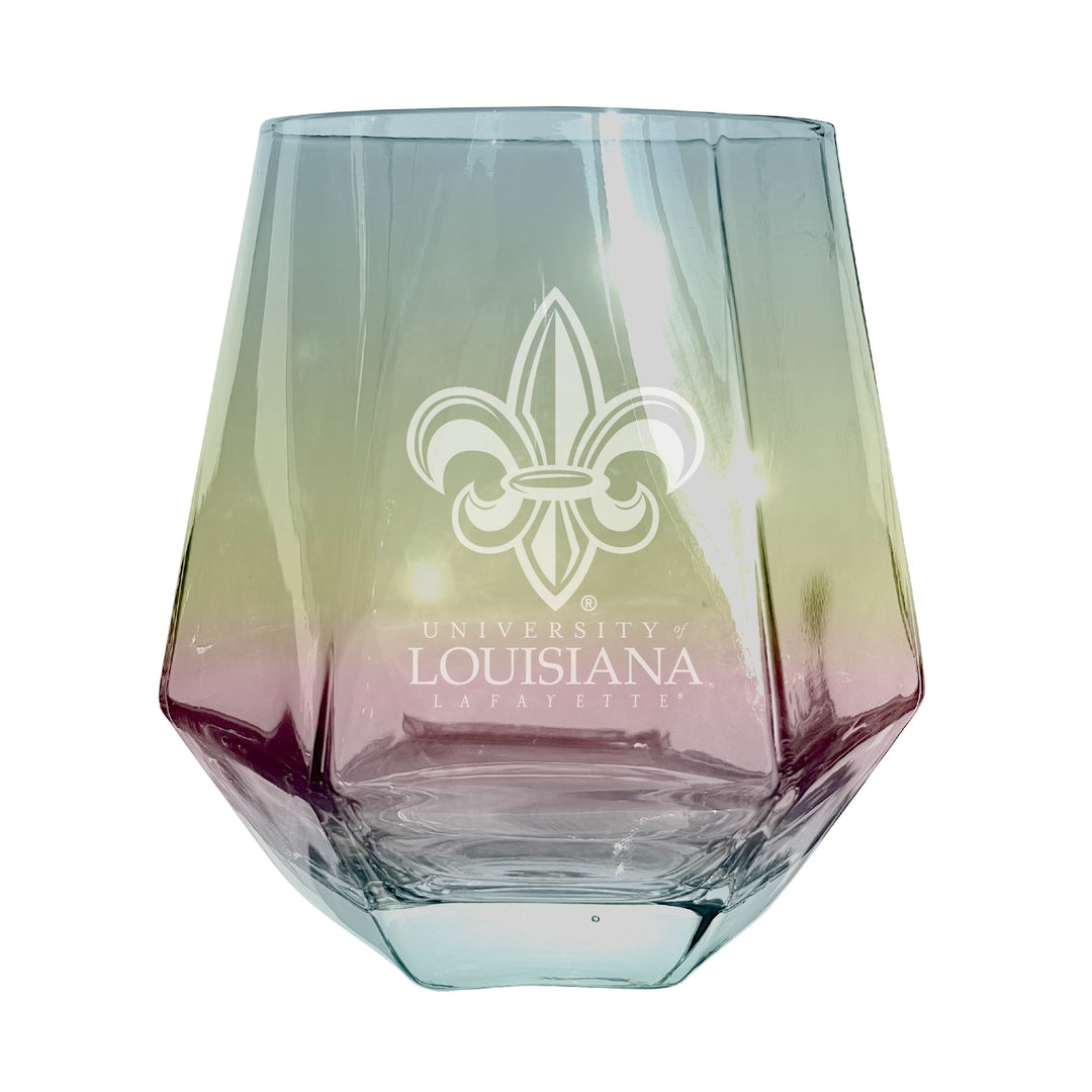 Louisiana at Lafayette Etched Diamond Cut Stemless 10 ounce Wine Glass Image 3