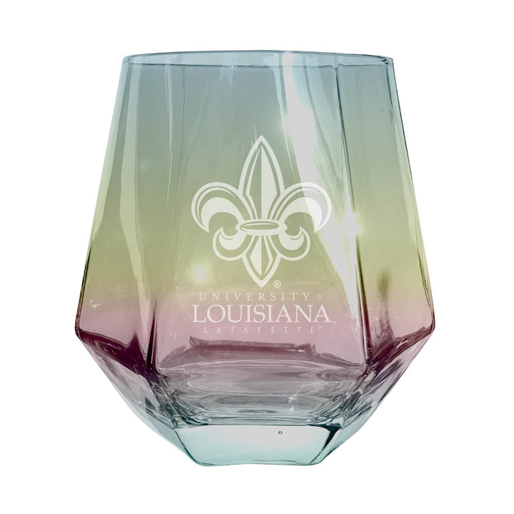 Louisiana at Lafayette Etched Diamond Cut Stemless 10 ounce Wine Glass Image 1