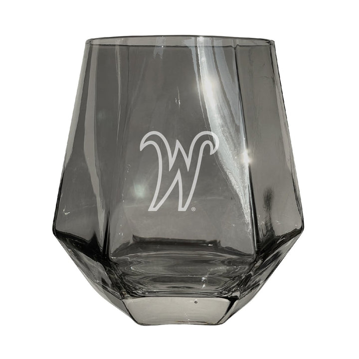 Wichita State Shockers Etched Diamond Cut Stemless 10 ounce Wine Glass Image 2