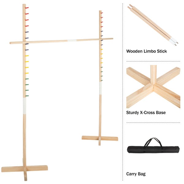 Limbo Game for Kids and Adults - Outdoor Games with Wooden Limbo PoleBaseand Carrying Bag Image 4