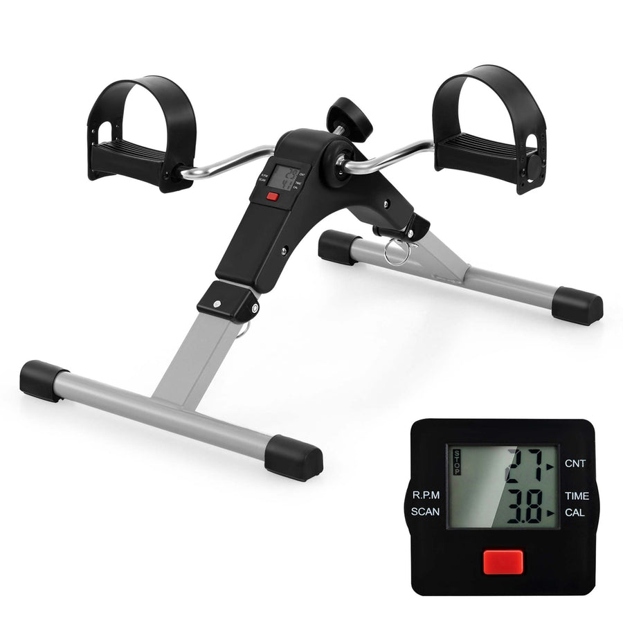 Folding Fitness Pedal Stationary Under Desk Indoor Exercise Bike for Arms Legs Image 1