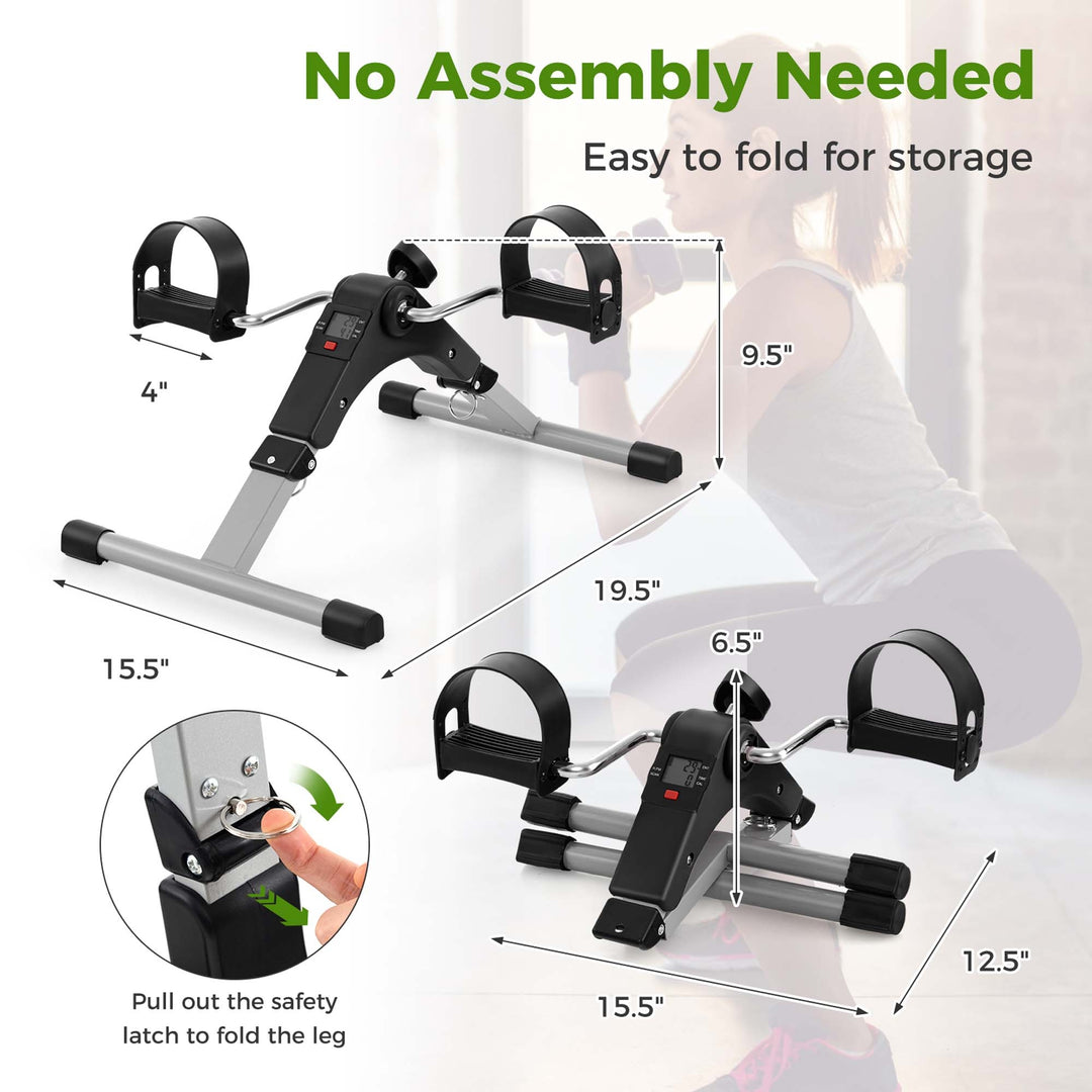 Folding Fitness Pedal Stationary Under Desk Indoor Exercise Bike for Arms Legs Image 3