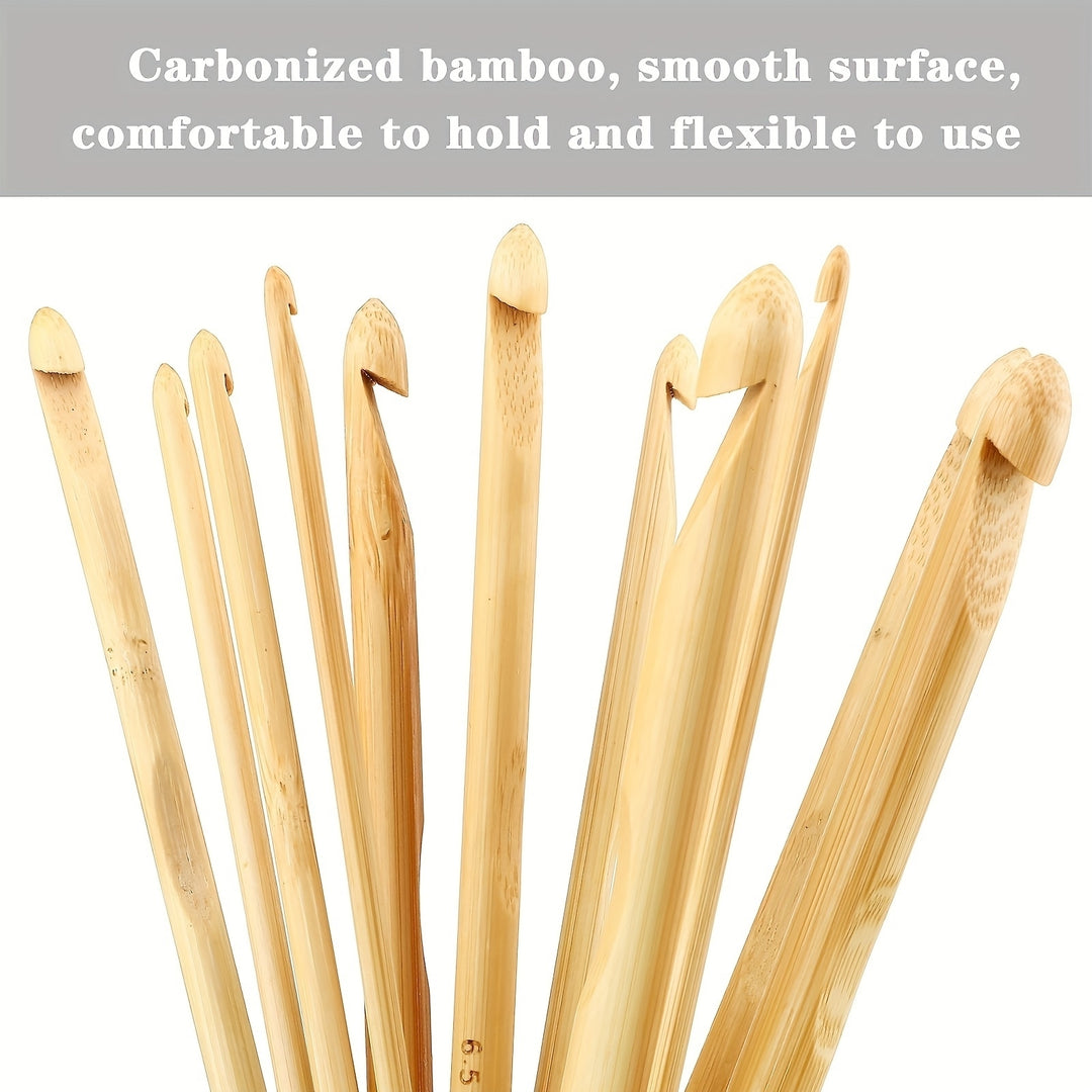 12pcs Afghan Tunisian Crochet Hooks Set 1.2m Bamboo Knitting Needles With Plastic Cable Image 6