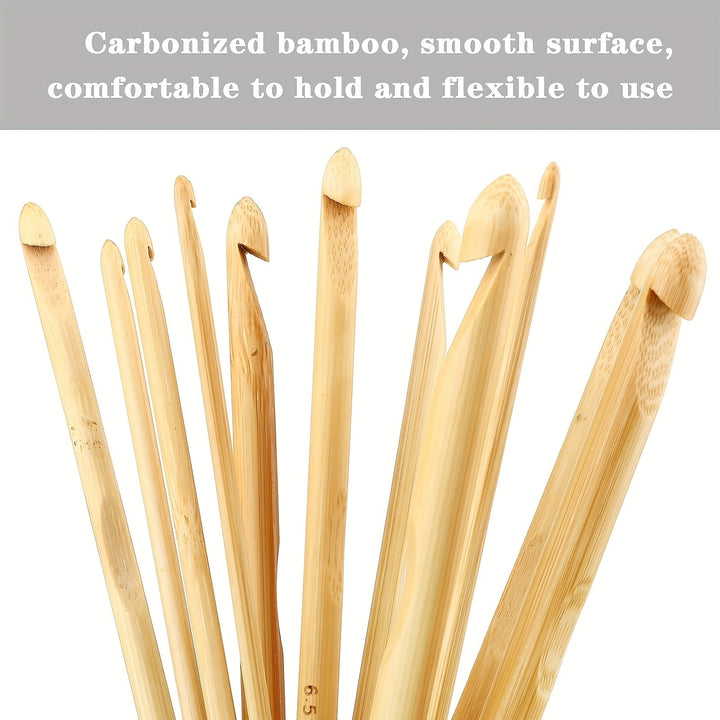 12pcs Afghan Tunisian Crochet Hooks Set 1.2m Bamboo Knitting Needles With Plastic Cable Image 6