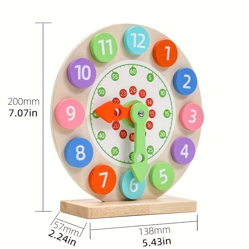 Wooden Clock Toy Kids Teaching Time Puzzle Baby Early Educational Toy Image 3