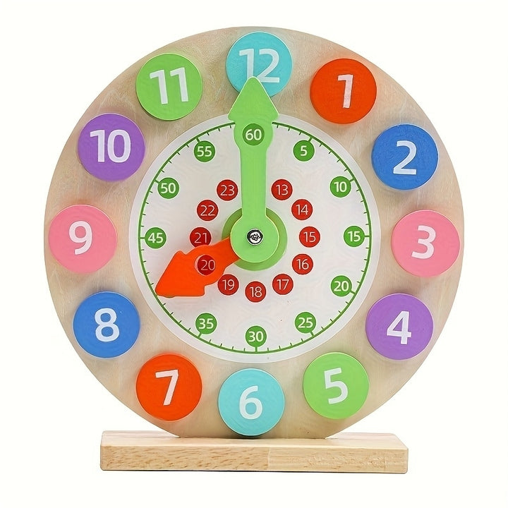 Wooden Clock Toy Kids Teaching Time Puzzle Baby Early Educational Toy Image 4