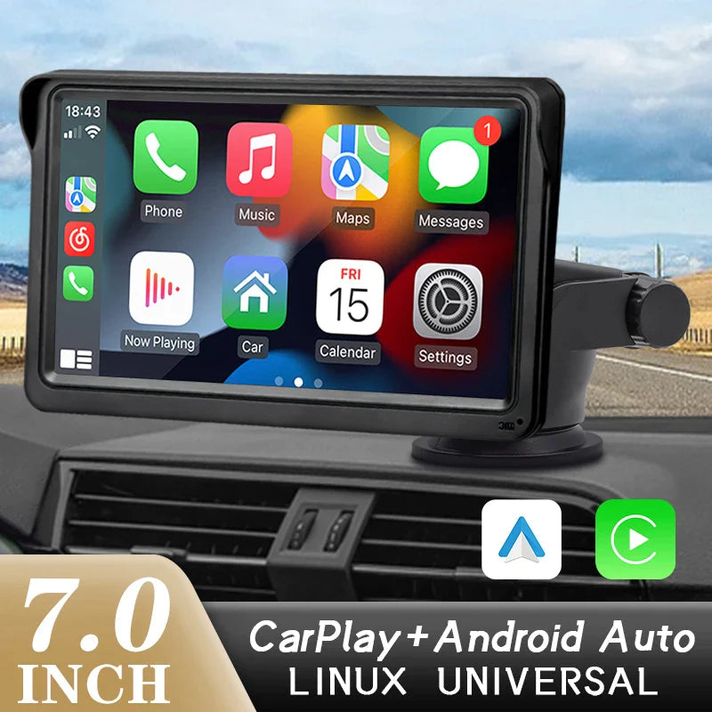 7 Inch Portable Radio Wireless Touch Screen Apple Carplay and Android Auto For Car Image 2