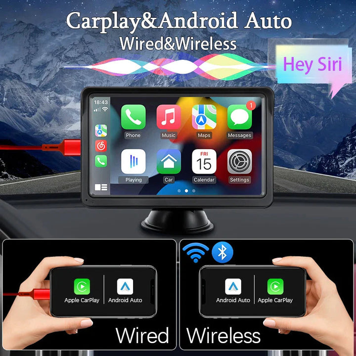 7 Inch Portable Radio Wireless Touch Screen Apple Carplay and Android Auto For Car Image 3
