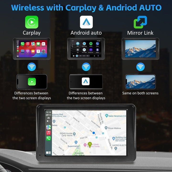 7 Inch Portable Radio Wireless Touch Screen Apple Carplay and Android Auto For Car Image 4