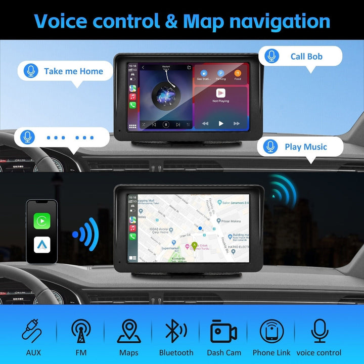 7 Inch Portable Radio Wireless Touch Screen Apple Carplay and Android Auto For Car Image 6