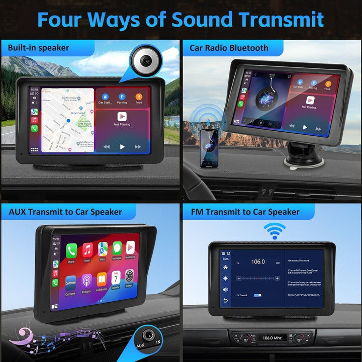 7 Inch Portable Radio Wireless Touch Screen Apple Carplay and Android Auto For Car Image 7
