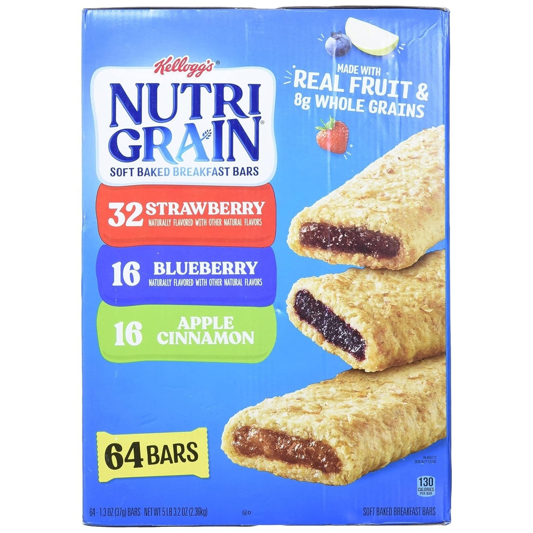 Kelloggs Nutri-Grain Soft Baked Breakfast Bar Variety Pack 1.3 Ounce 64 Count Image 1