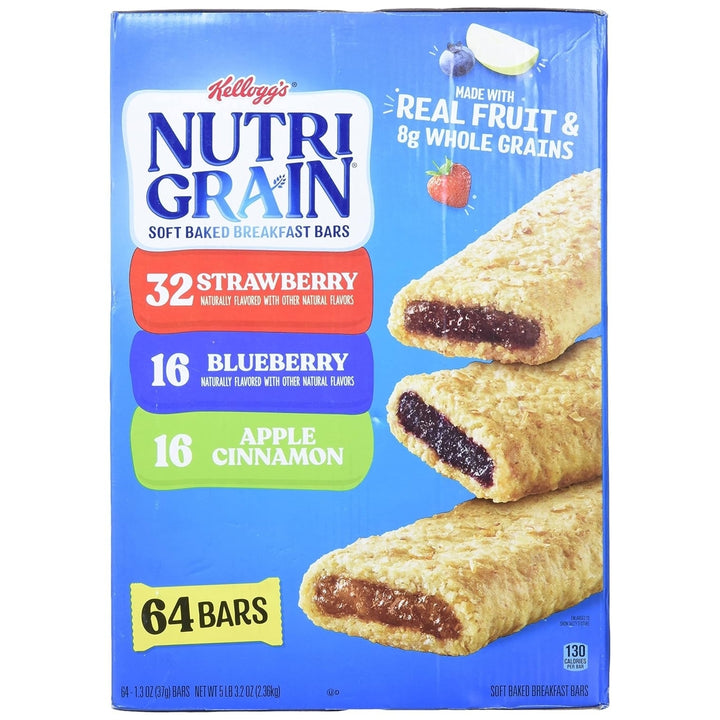 Kelloggs Nutri-Grain Soft Baked Breakfast Bar Variety Pack 1.3 Ounce 64 Count Image 1