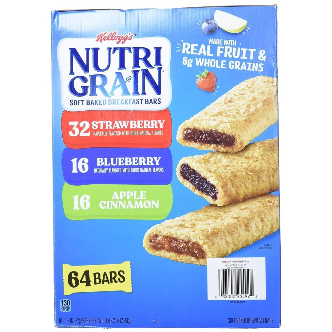 Kelloggs Nutri-Grain Soft Baked Breakfast Bar Variety Pack 1.3 Ounce 64 Count Image 2