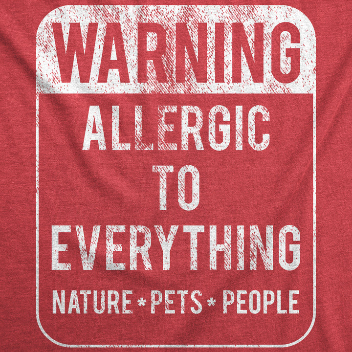 Womens Funny T Shirts Warning Allergic To Everything Sarcastic Graphic Tee For Ladies Image 2