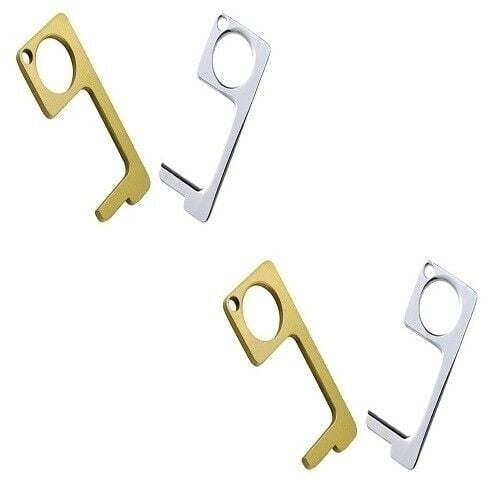 4-Pack Germ Free Key Set Gold Silver Hands-Free Tool for Touchless Access Image 4