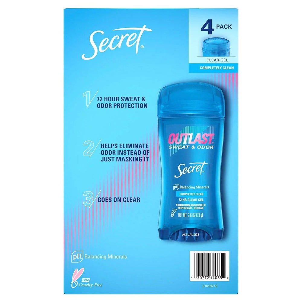 Secret Outlast Clear Gel Deodorant Completely Clean 2.6 Ounce (Pack of 4) Image 2