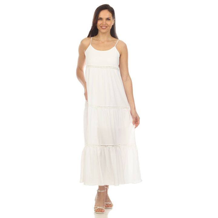 White Mark Womens Scoop Neck Tiered Maxi Dress Image 1