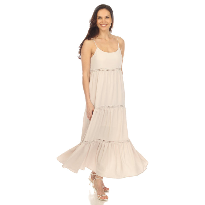 White Mark Womens Scoop Neck Tiered Maxi Dress Image 1