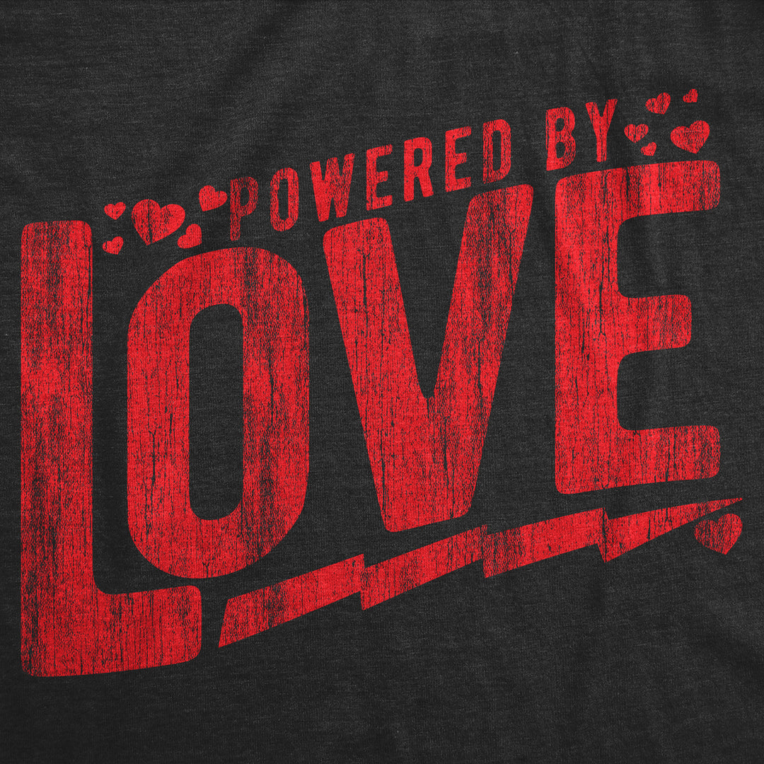 Mens Powered By Love Funny T Shirts Cute Valentines Day Graphic Tee For Men Image 2