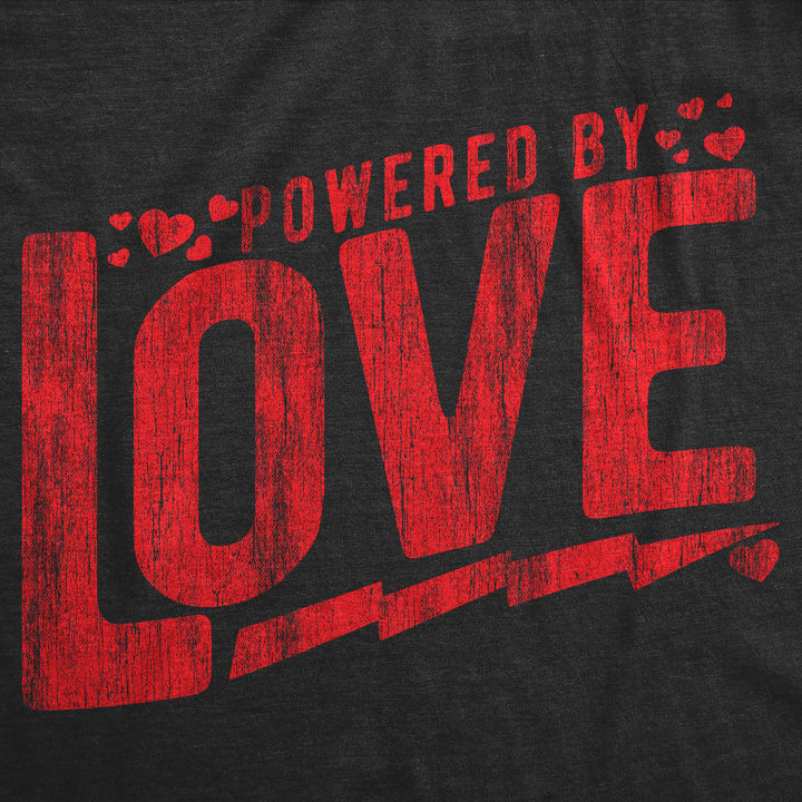 Mens Powered By Love Funny T Shirts Cute Valentines Day Graphic Tee For Men Image 2