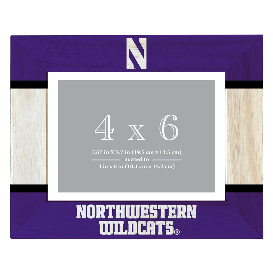 Northwestern University Wildcats Wooden Photo Frame Matted to 4 x 6 Inch Image 1