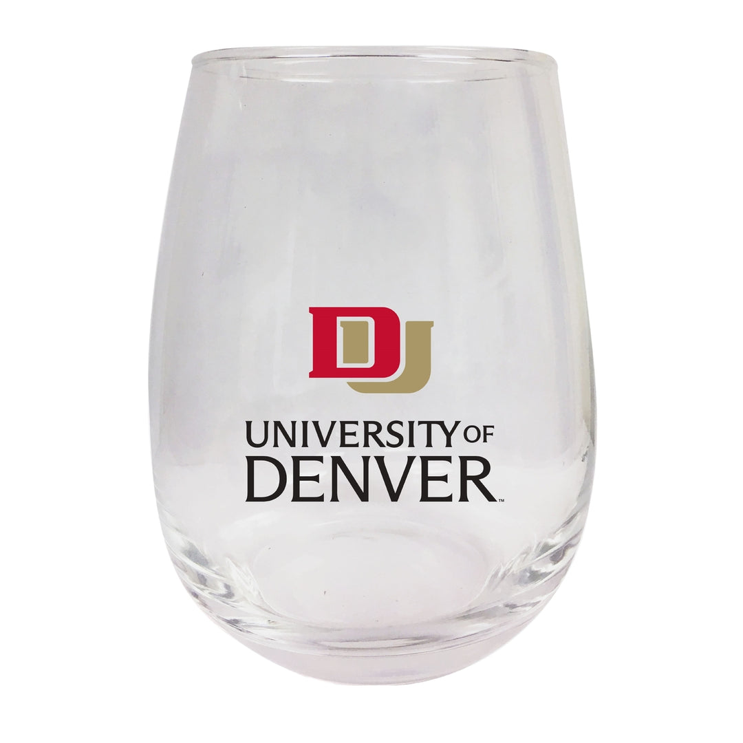 University of Denver Pioneers 15 oz Stemless Wine Glass Image 1