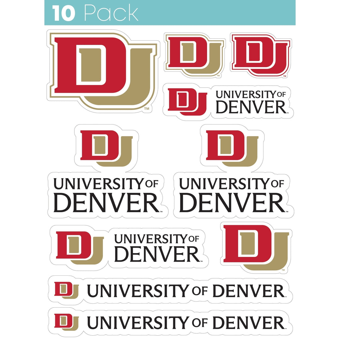 University of Denver Pioneers 10 Pack Collegiate Vinyl Decal Sticker Image 1