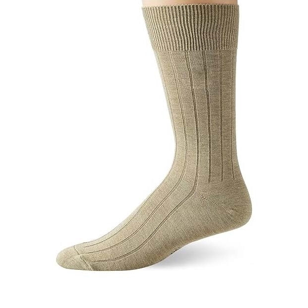 SilverToe Mens Casual Crew Socks 4-Pair Black Beige Fits Sizes 6-12 Padded Image 3