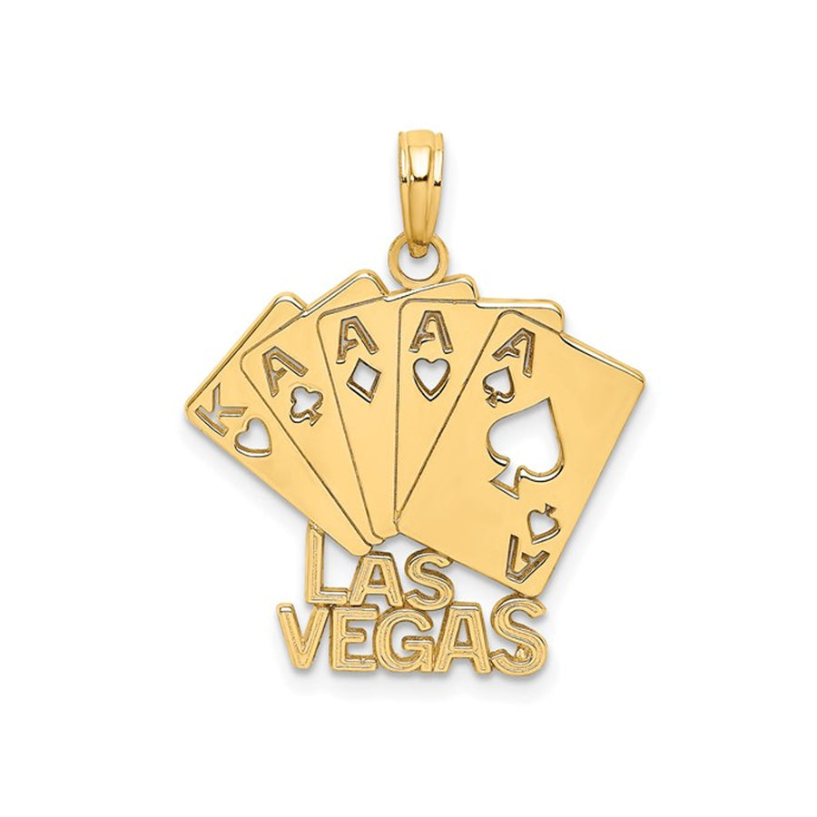 14K Yellow Gold Las Vegas Playing Cards Charm Pendant (NO Chain) Image 1