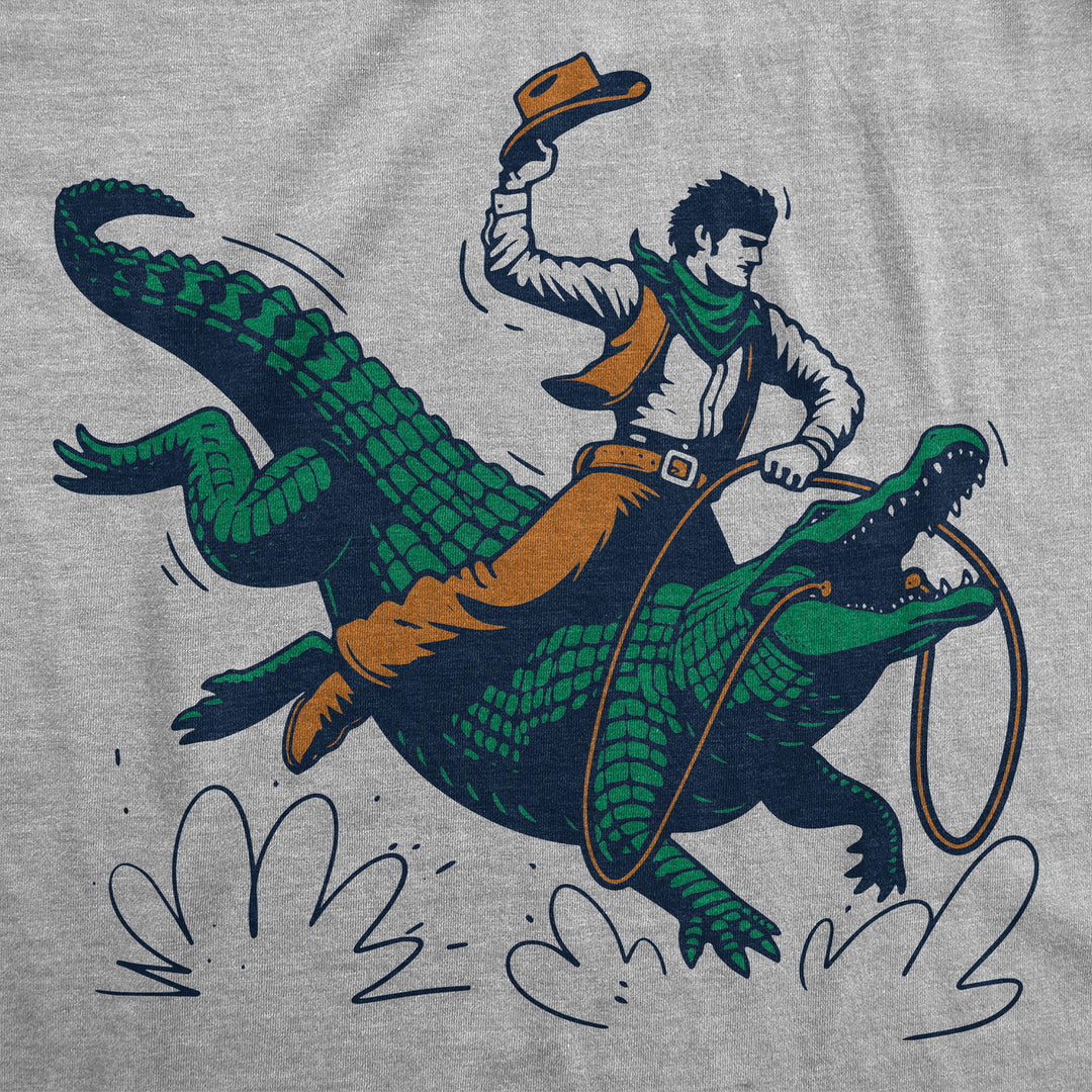 Womens Cowboy Gator Ride Funny T Shirts Sarcastic Graphic Tee For Ladies Image 2