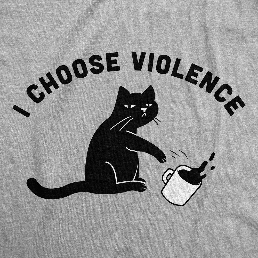 Mens I Choose Violence Funny T Shirts Saracastic Cat Graphic Tee For Men Image 2