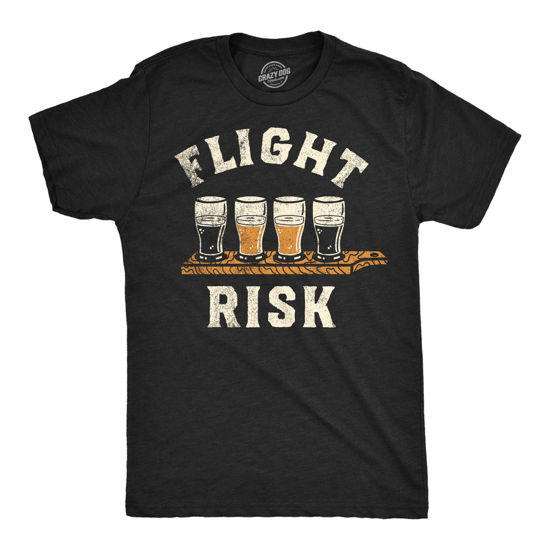 Mens Flight Risk Funny T Shirts Sarcastic Drinking Graphic Tee For Men Image 1