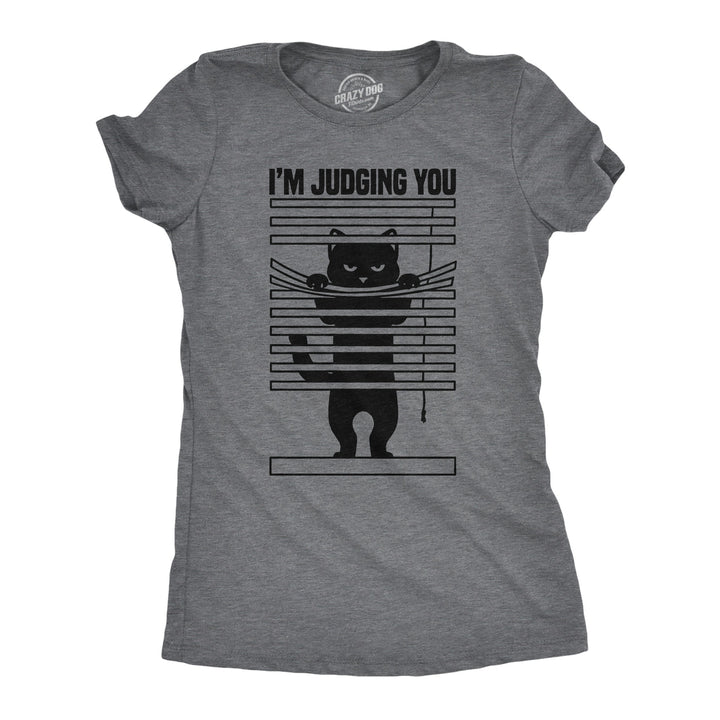 Womens Im Judging You Funny T Shirts Sarcastic Kitten Graphic Tee For Ladies Image 1