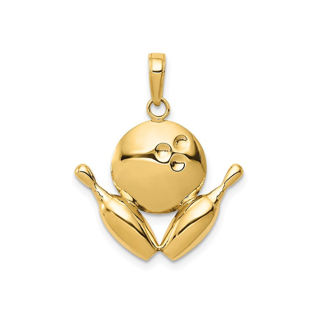 10K Yellow Gold Bowling Ball and Pins Charm Pendant (NO CHAIN) Image 1