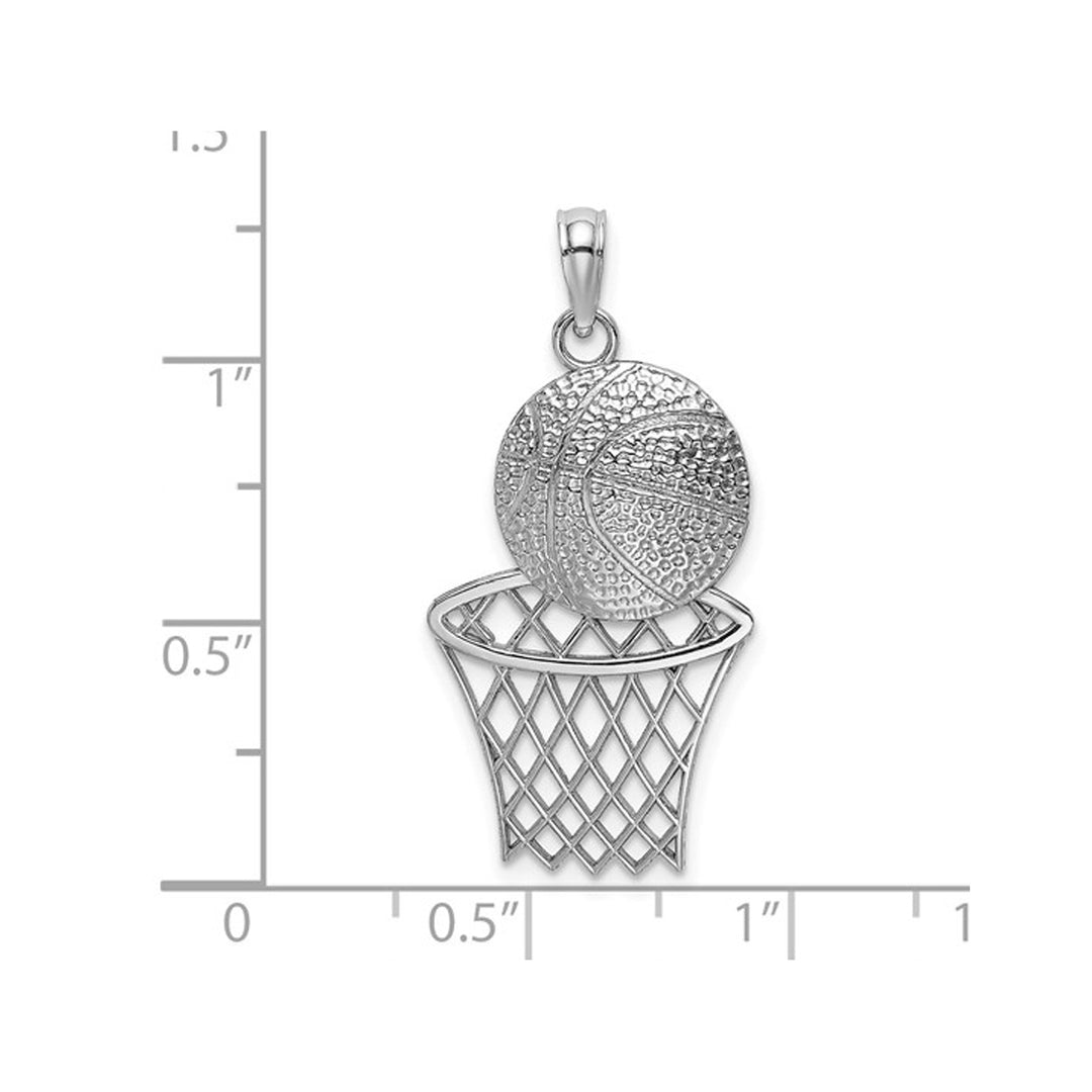 14K White Gold Basketball In Net Pendant Charm (NO CHAIN) Image 4