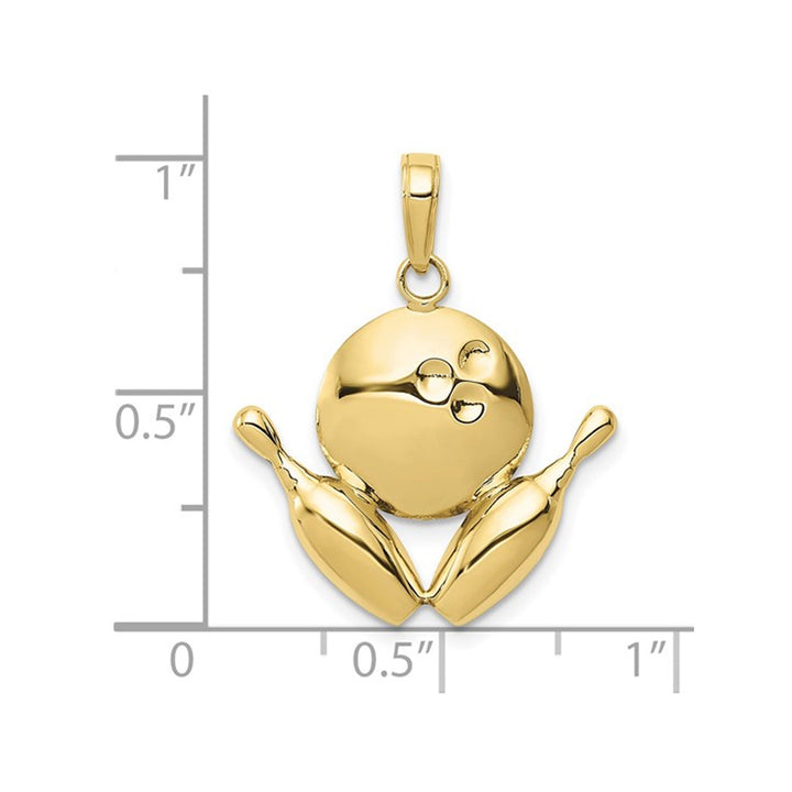 10K Yellow Gold Bowling Ball and Pins Charm Pendant (NO CHAIN) Image 4