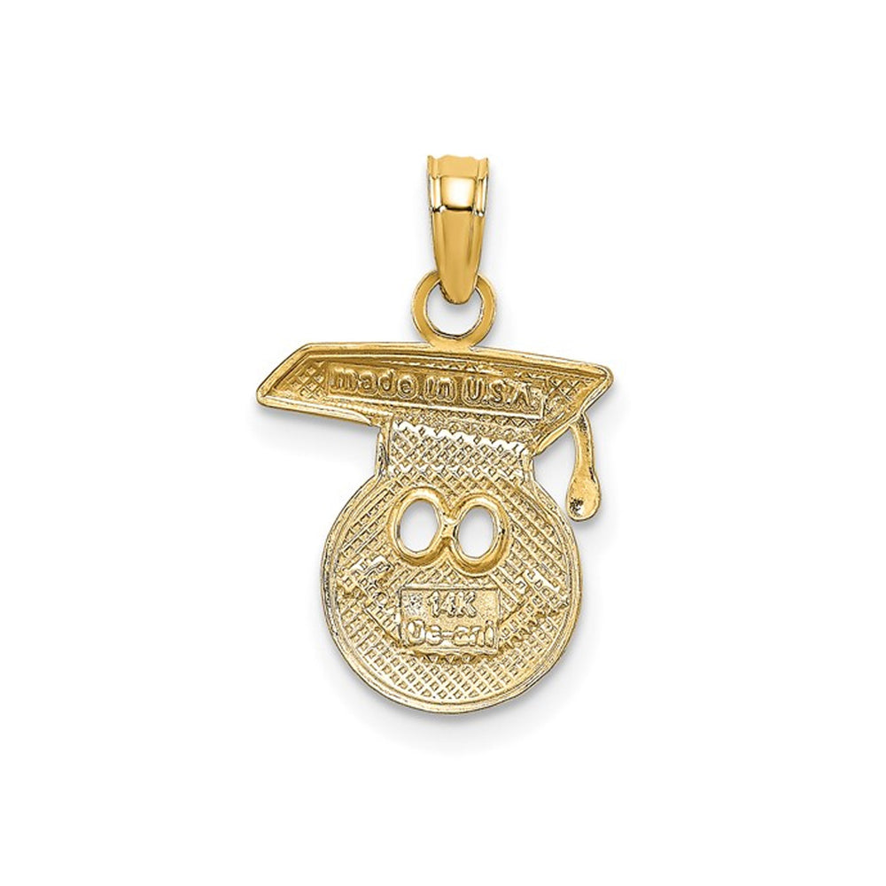 14K Yellow Gold Smiley Face with Graduation Cap Charm Pendant (NO CHAIN) Image 2